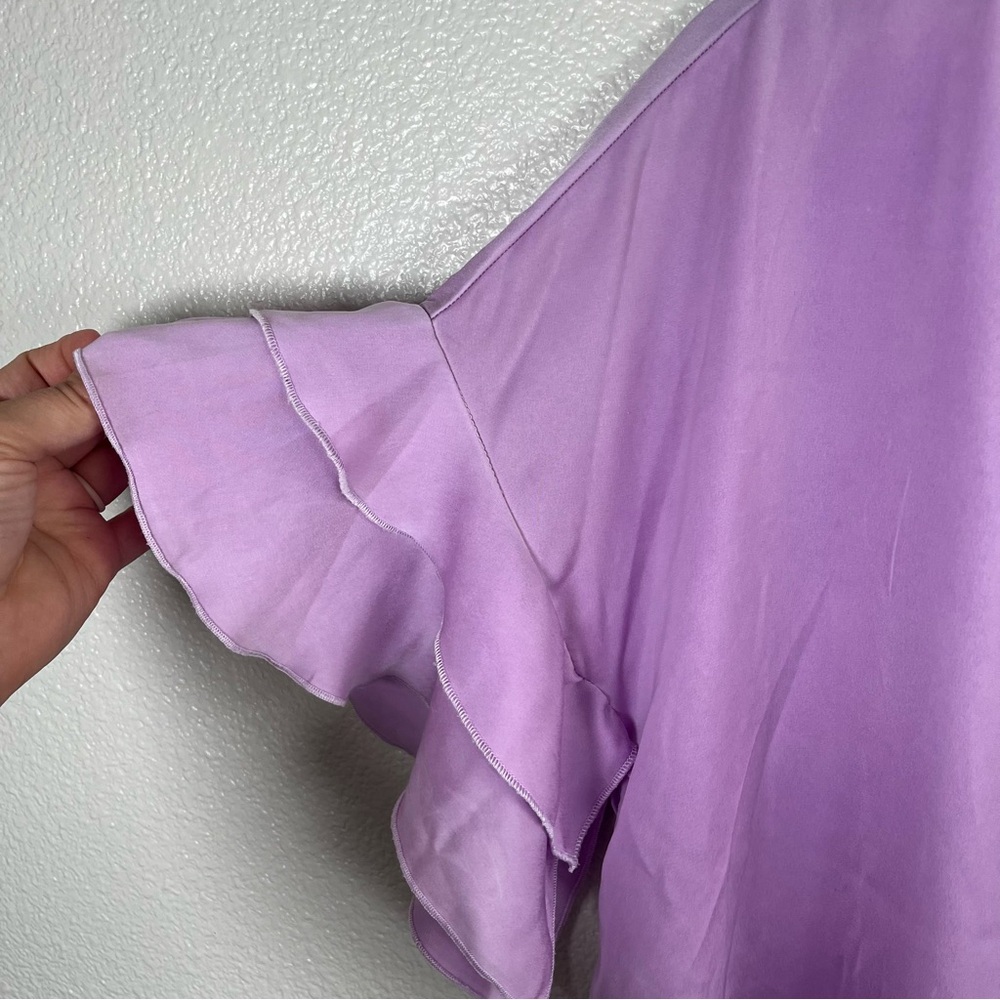 Zara Lilac Double-Ruffle Sleeve Blouse Women’s Medium - Picture 4 of 7